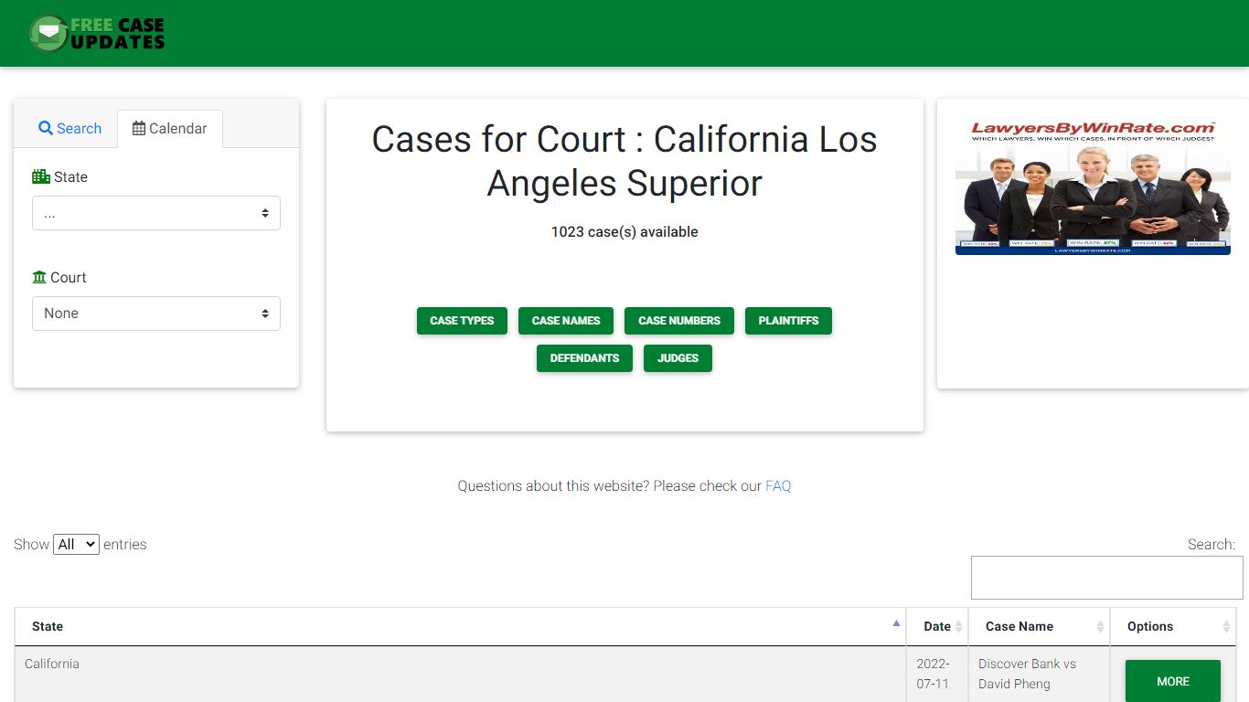 Free Court Case - Cases for court California Los Angeles Superior for ...